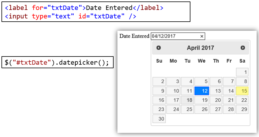 jQuery UI Datepicker.