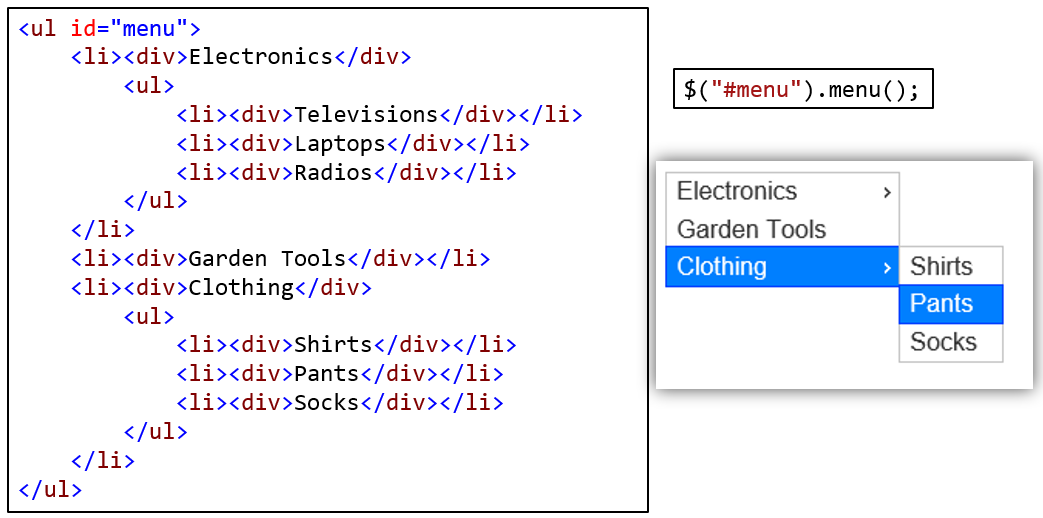 jQuery UI Menu.