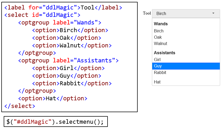 jQuery UI Select Menu.
