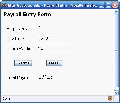 Sample payroll form