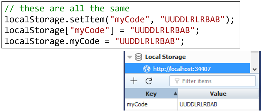 Setting local storage code.
